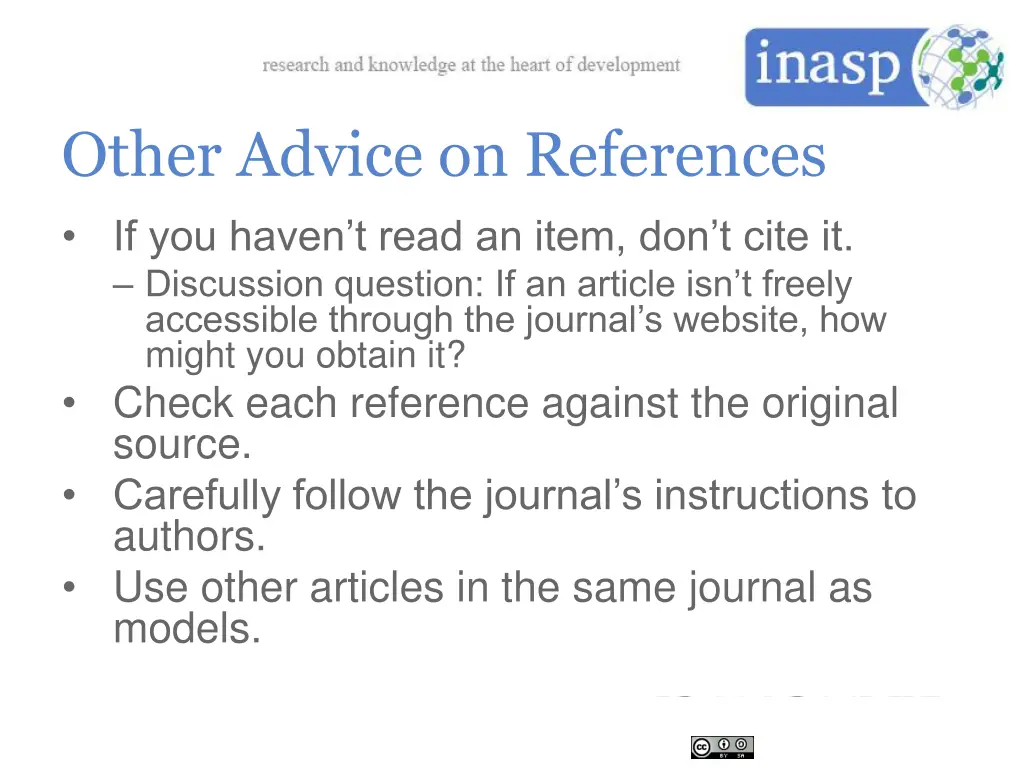 other advice on references
