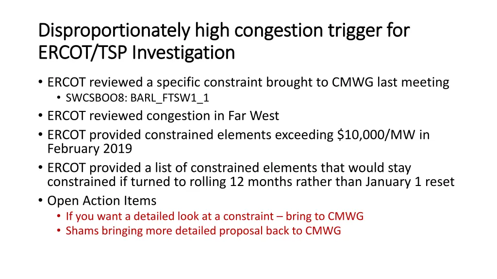 disproportionately high congestion trigger