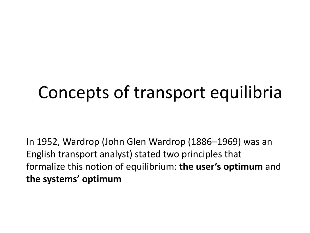 concepts of transport equilibria
