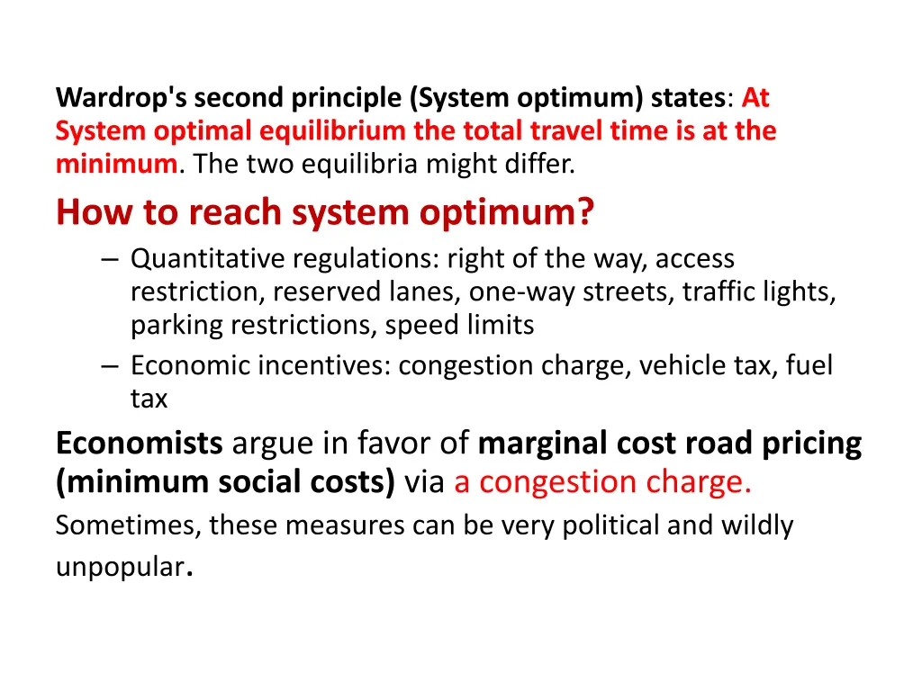 wardrop s second principle system optimum states