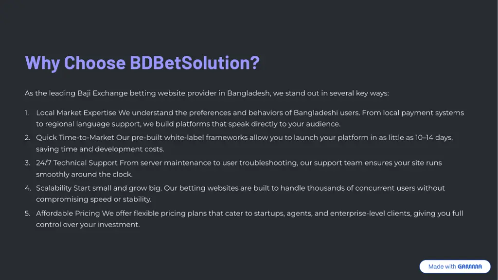 why choose bdbetsolution
