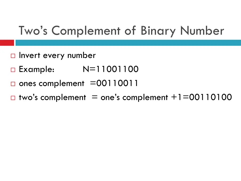 two s complement of binary number