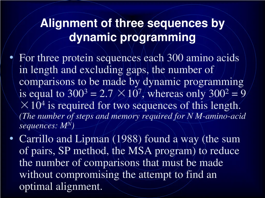 alignment of three sequences by dynamic