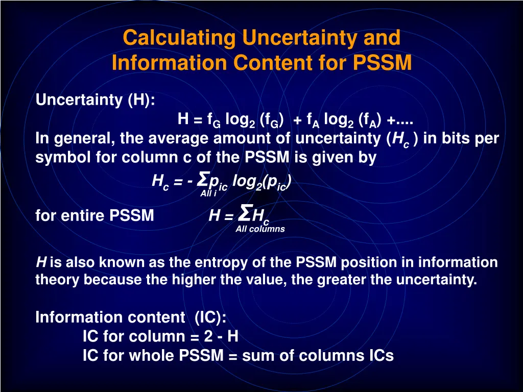 calculating uncertainty and information content