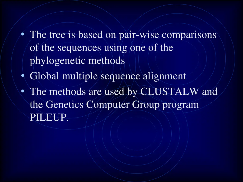 the tree is based on pair wise comparisons