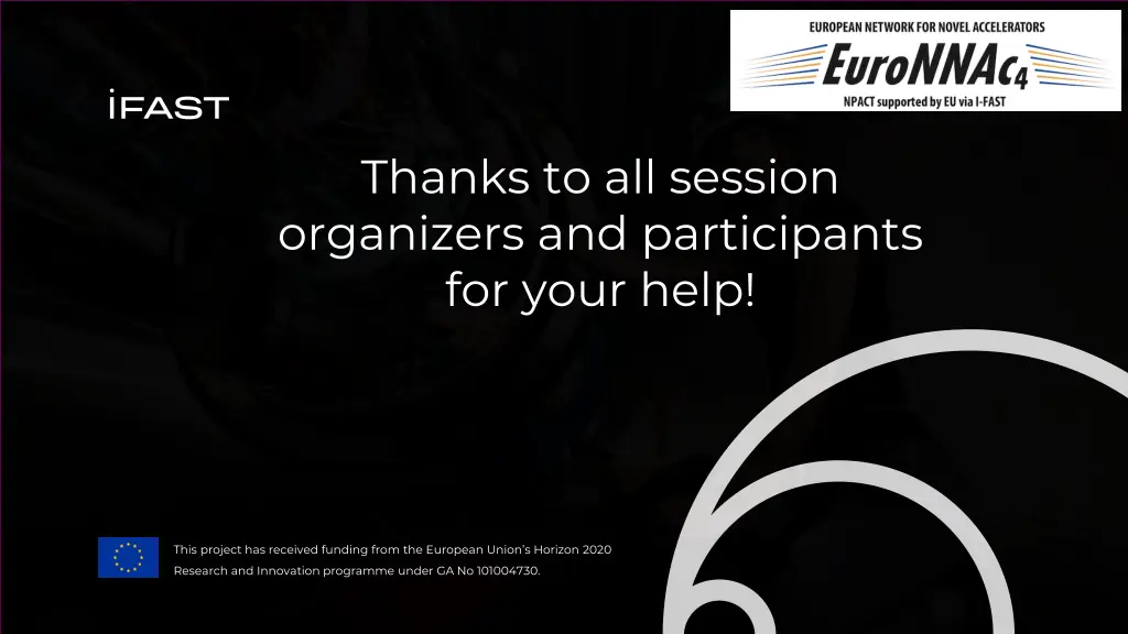 thanks to all session organizers and participants