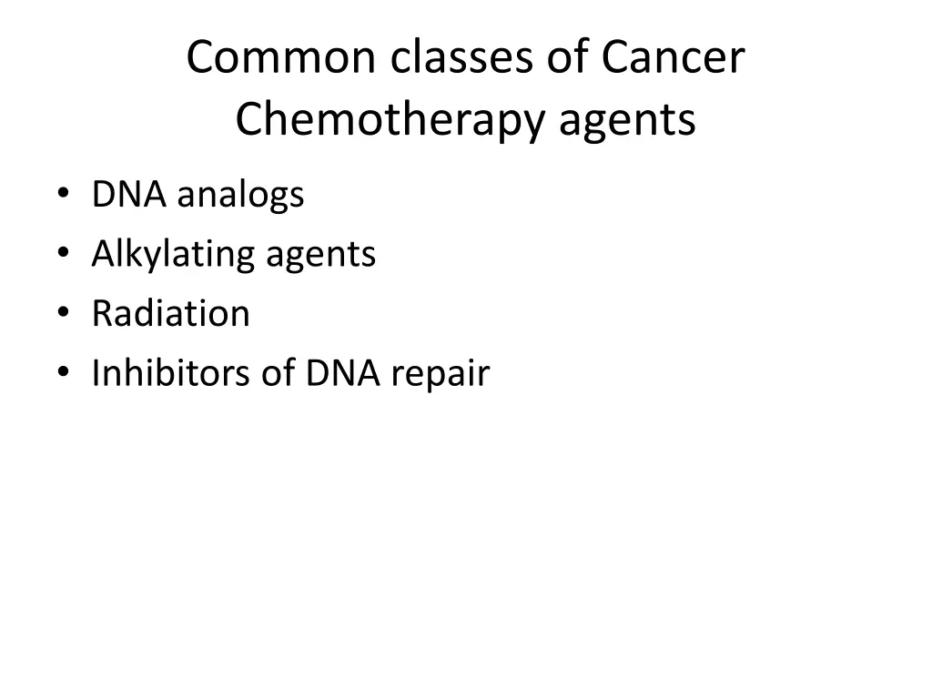 common classes of cancer chemotherapy agents