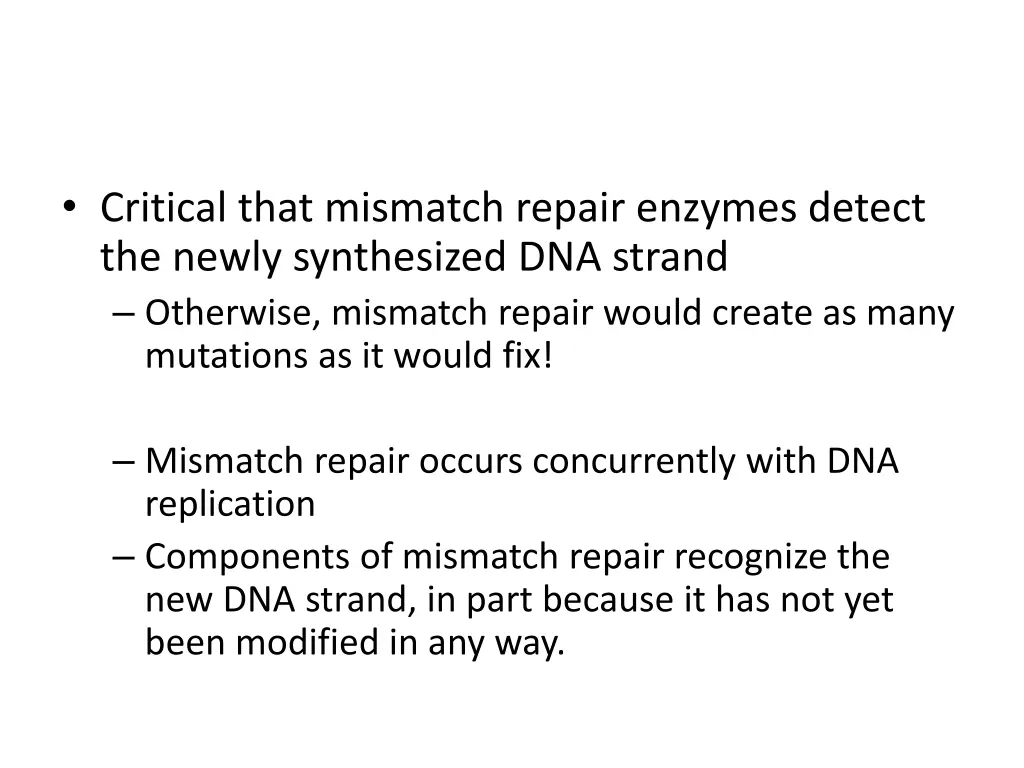 critical that mismatch repair enzymes detect