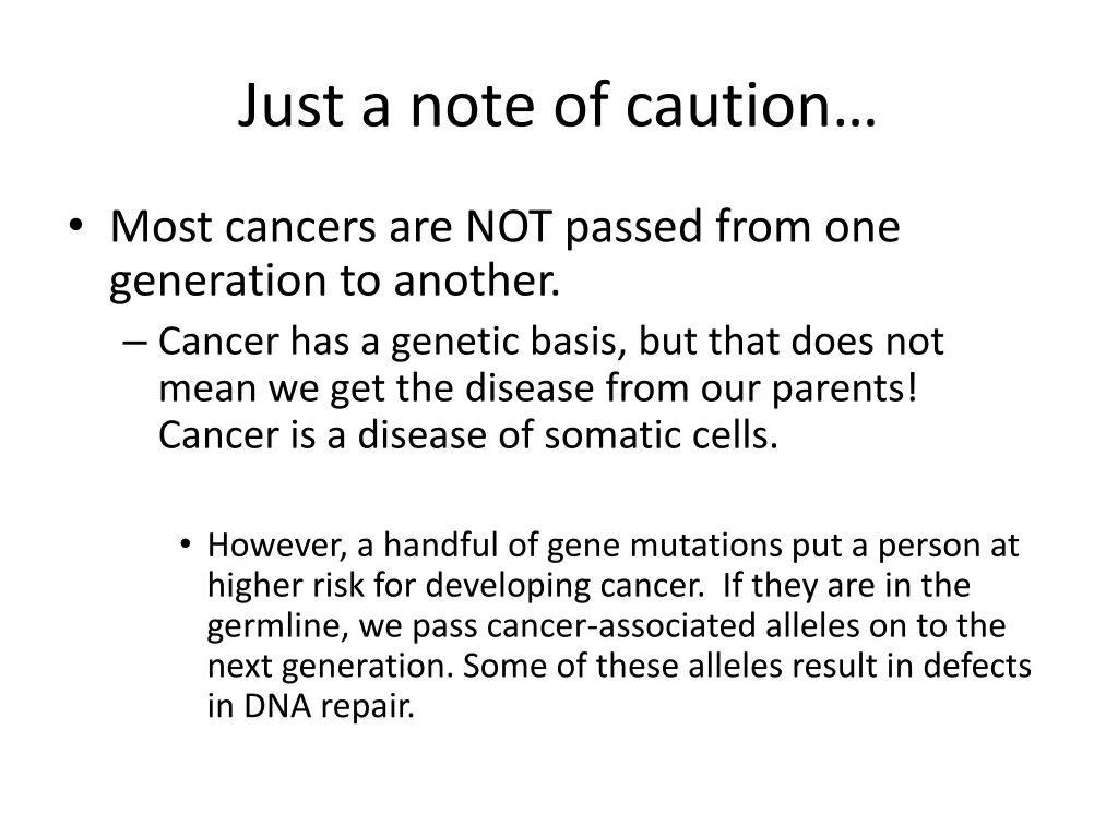 just a note of caution