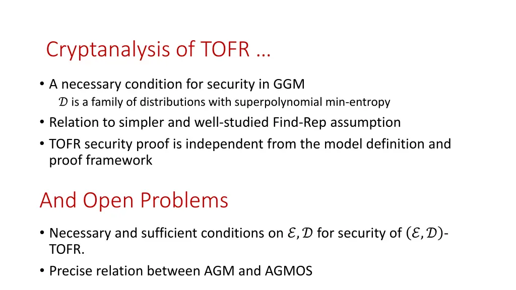 cryptanalysis of tofr