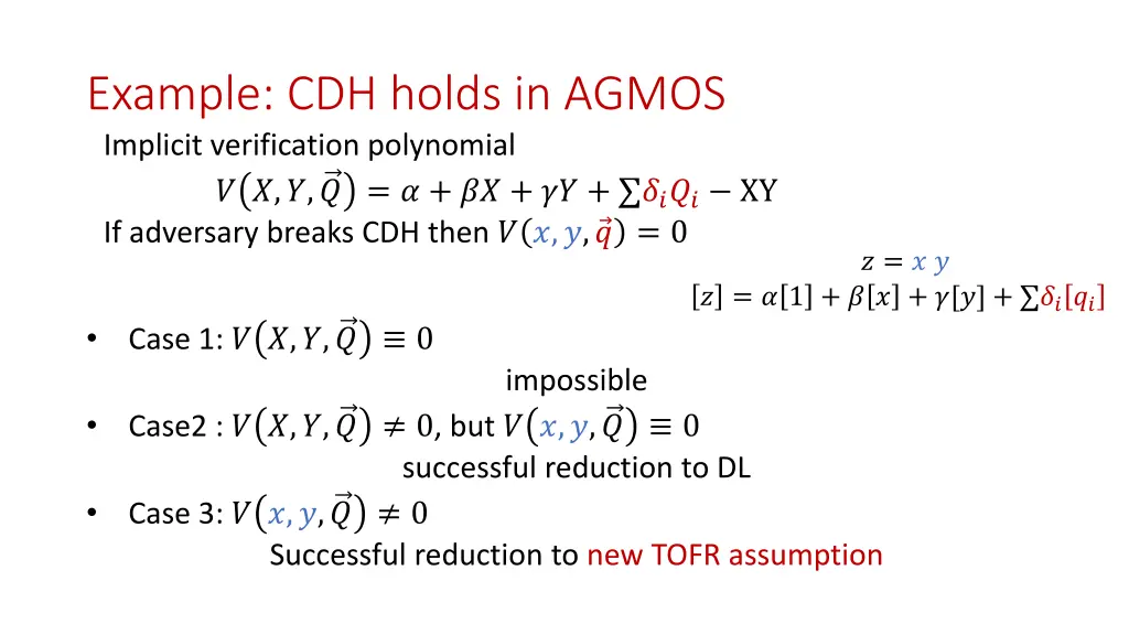 example cdh holds in agmos implicit verification