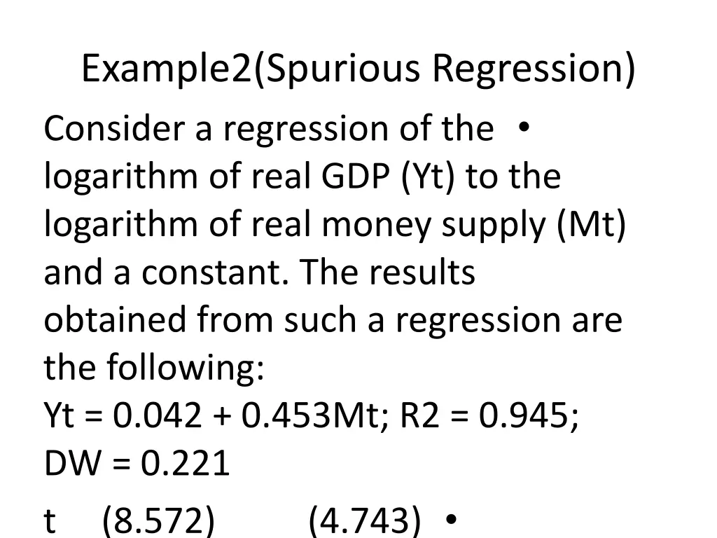 example2 spurious regression consider