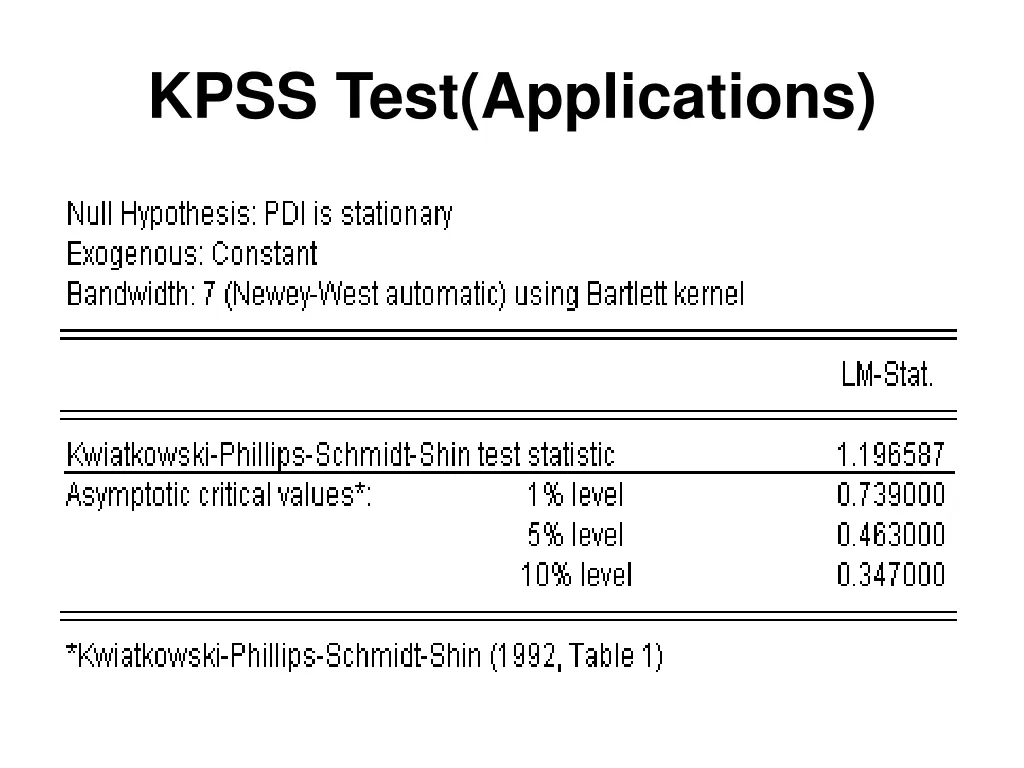 kpss test applications