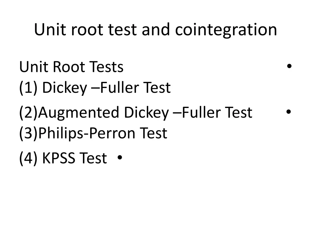 unit root test and cointegration