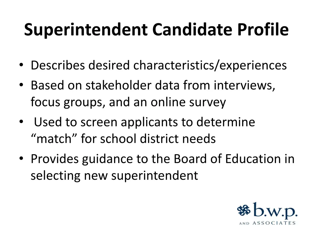 superintendent candidate profile