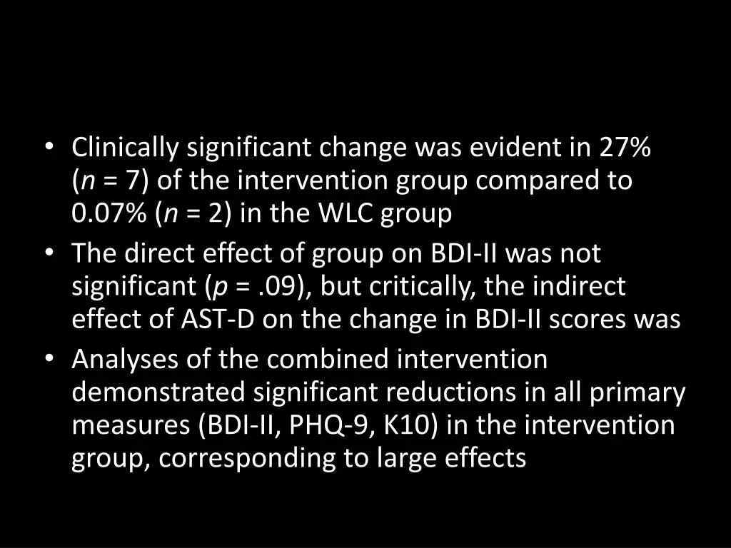 clinically significant change was evident