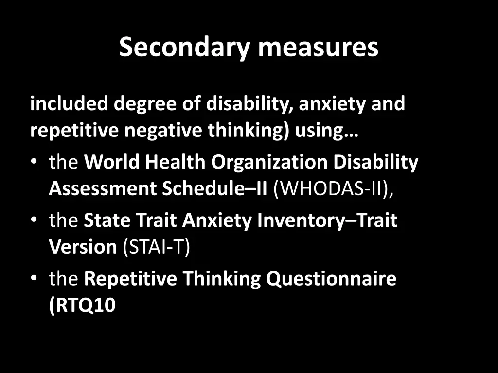 secondary measures
