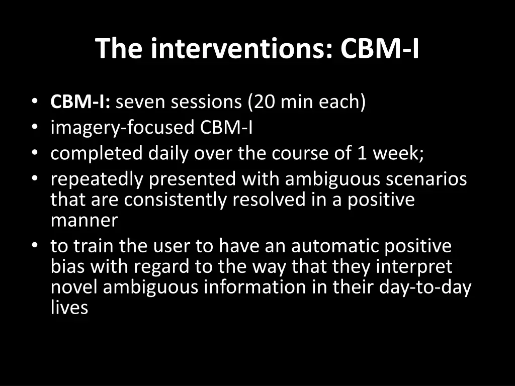 the interventions cbm i