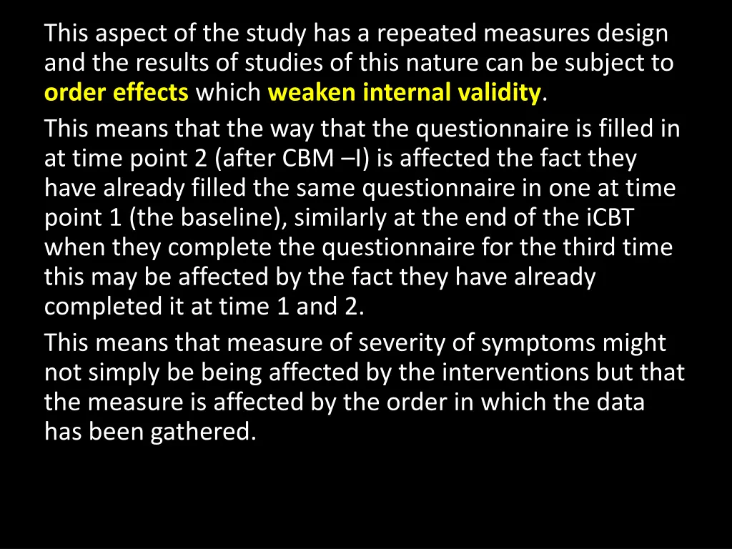 this aspect of the study has a repeated measures