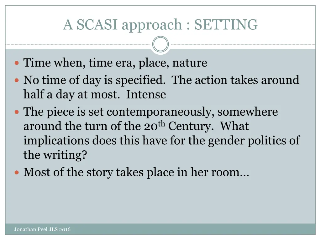 a scasi approach setting