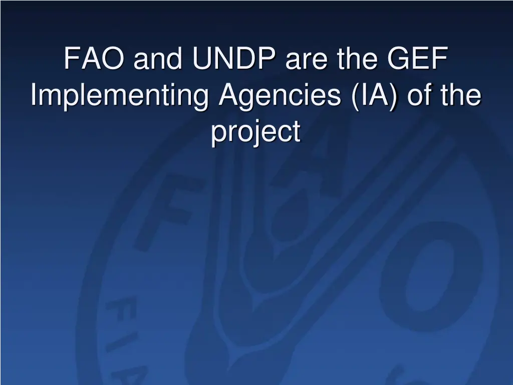 fao and undp are the gef implementing agencies