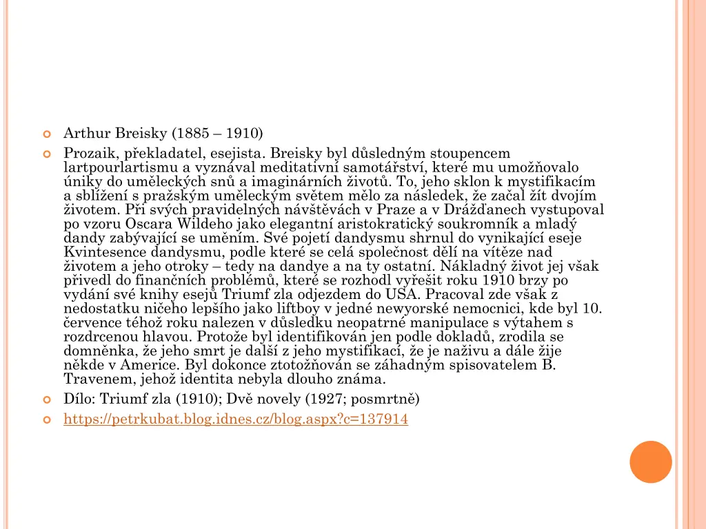 arthur breisky 1885 1910 prozaik p ekladatel