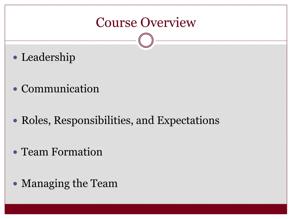 course overview