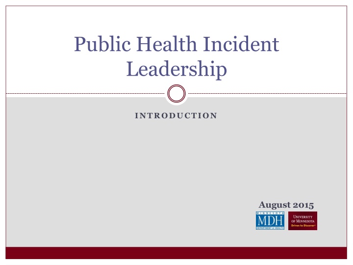 public health incident leadership