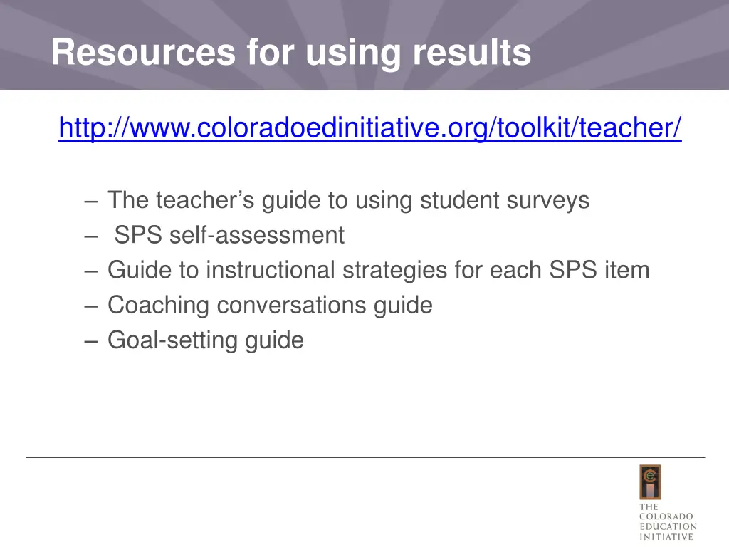 resources for using results