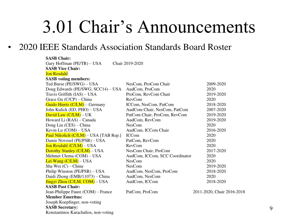 3 01 chair s announcements