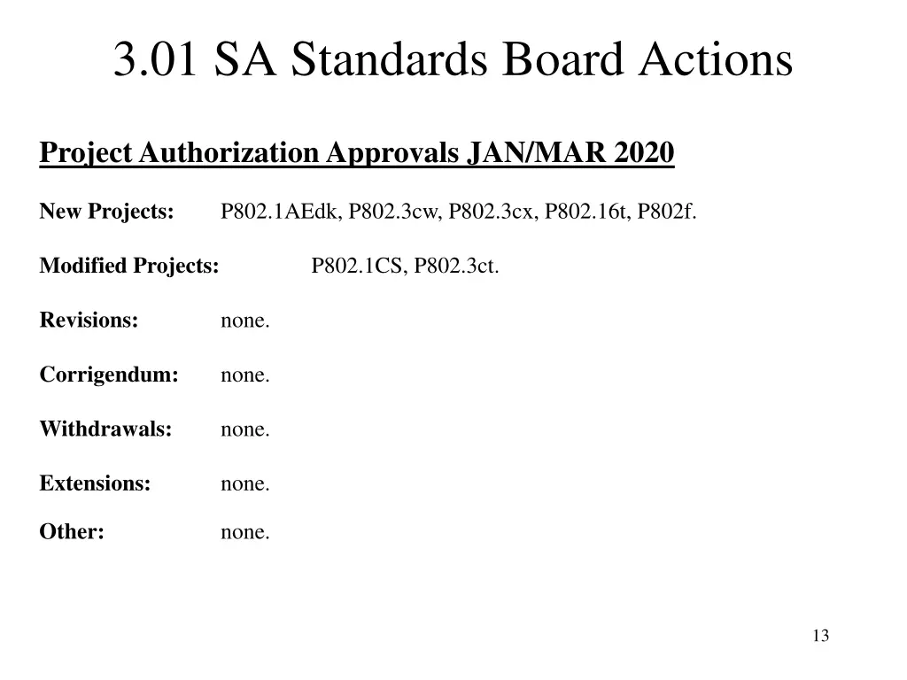 3 01 sa standards board actions