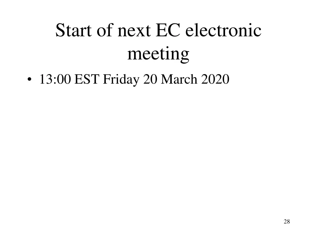 start of next ec electronic meeting