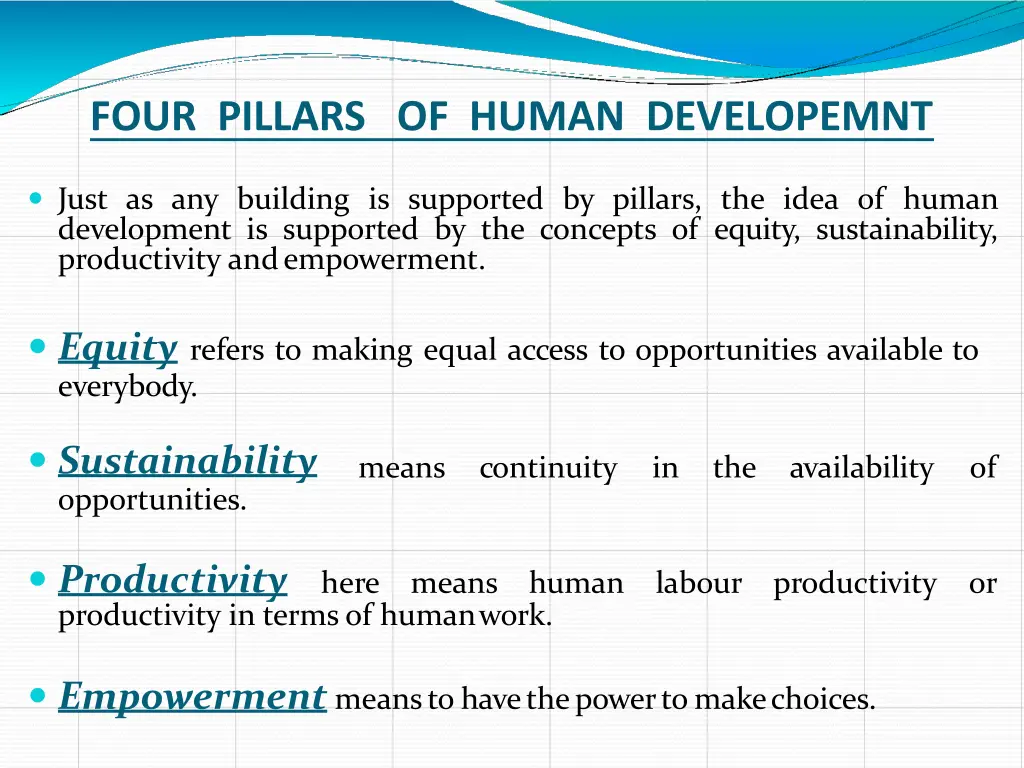 four pillars of human developemnt