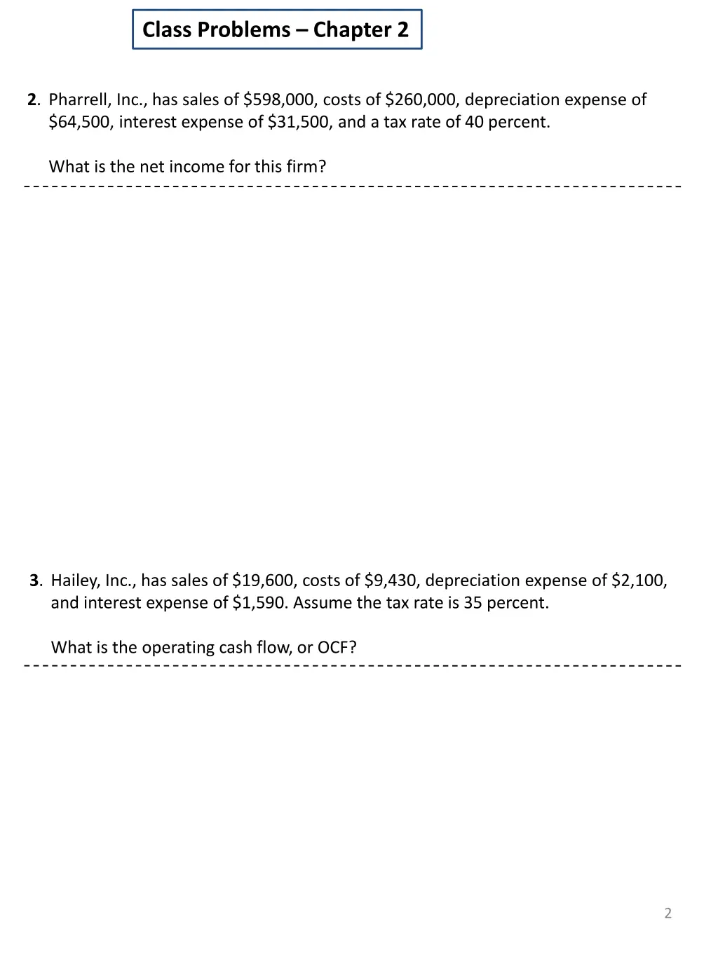 class problems chapter 2 1