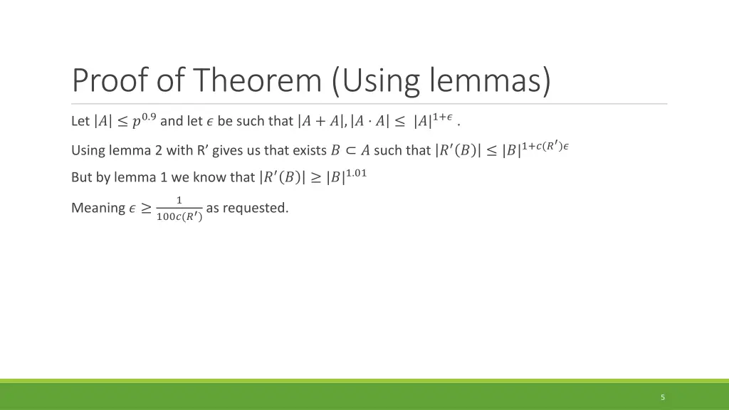 proof of theorem using lemmas