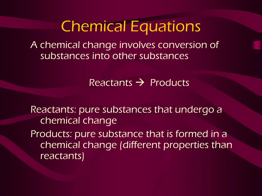 chemical equations a chemical change involves