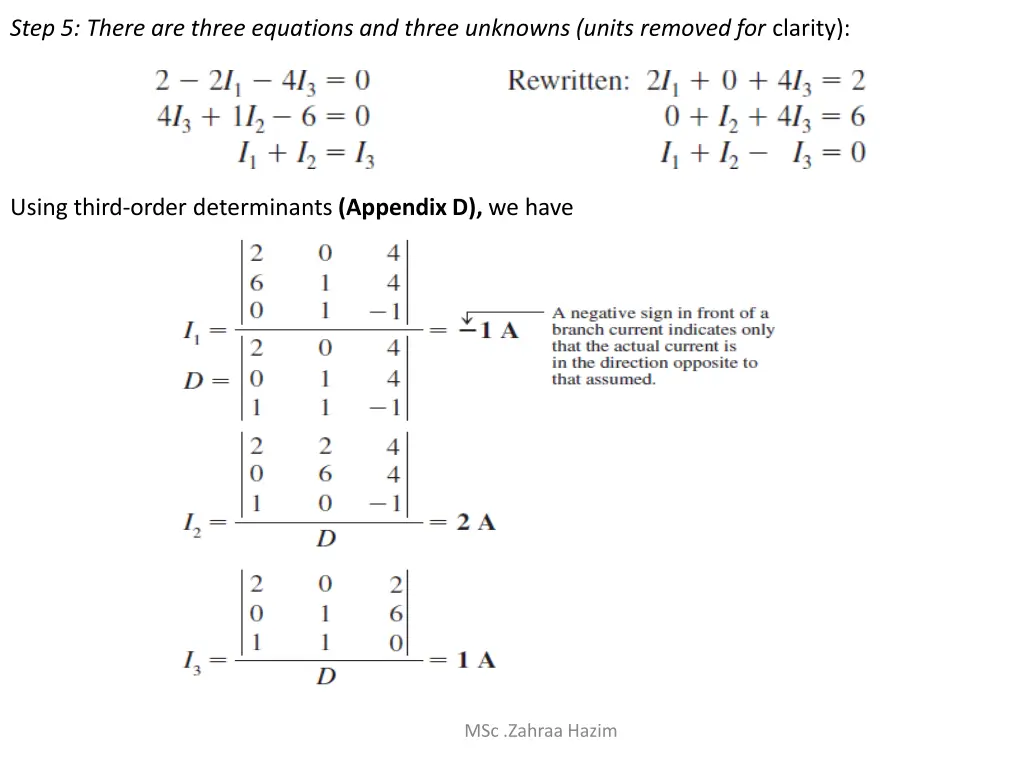 step 5 there are three equations and three