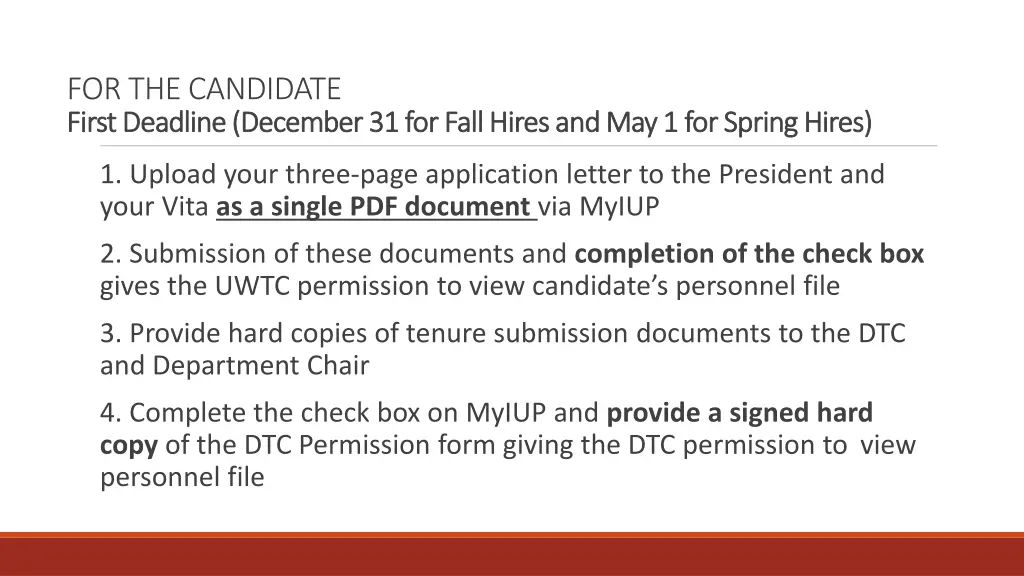 for the candidate first deadline december