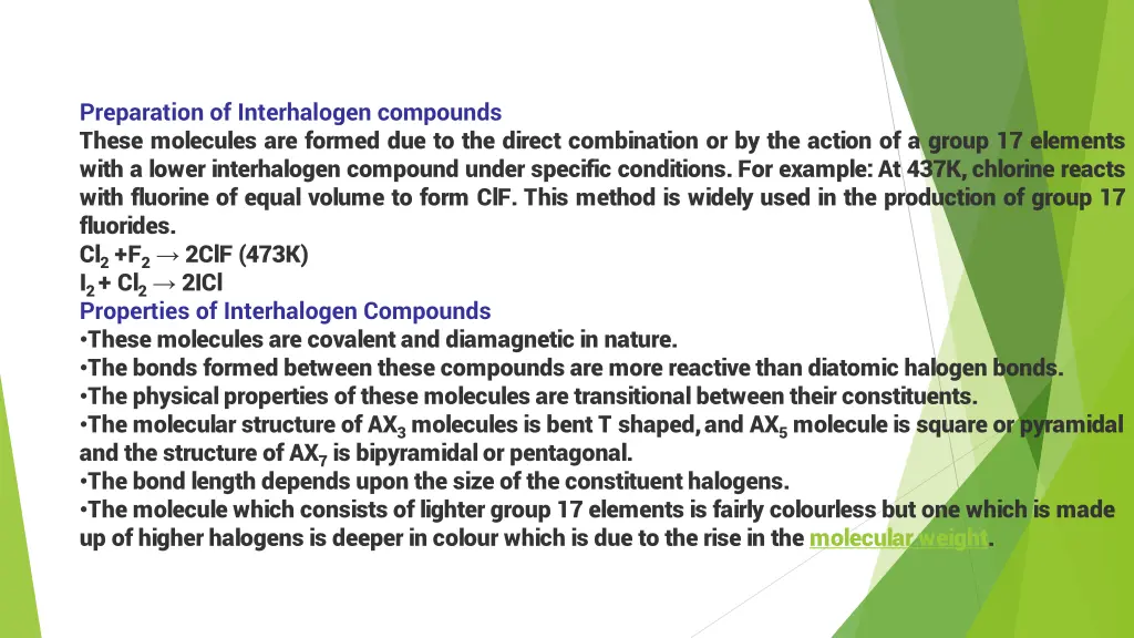 preparation of interhalogen compounds these