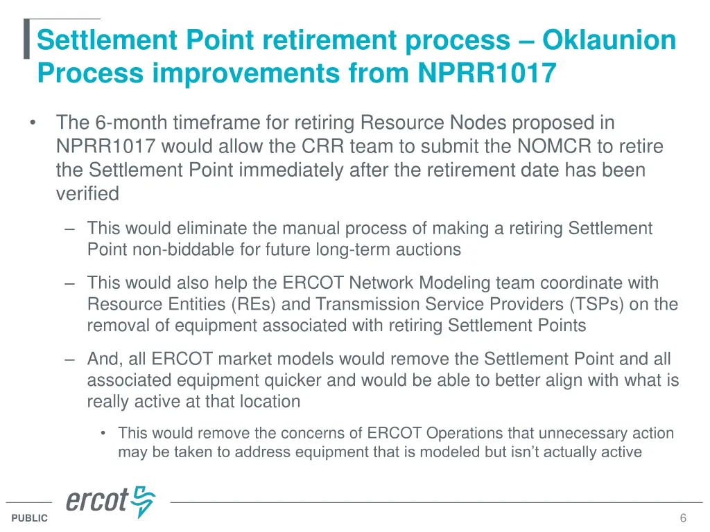 settlement point retirement process oklaunion 4