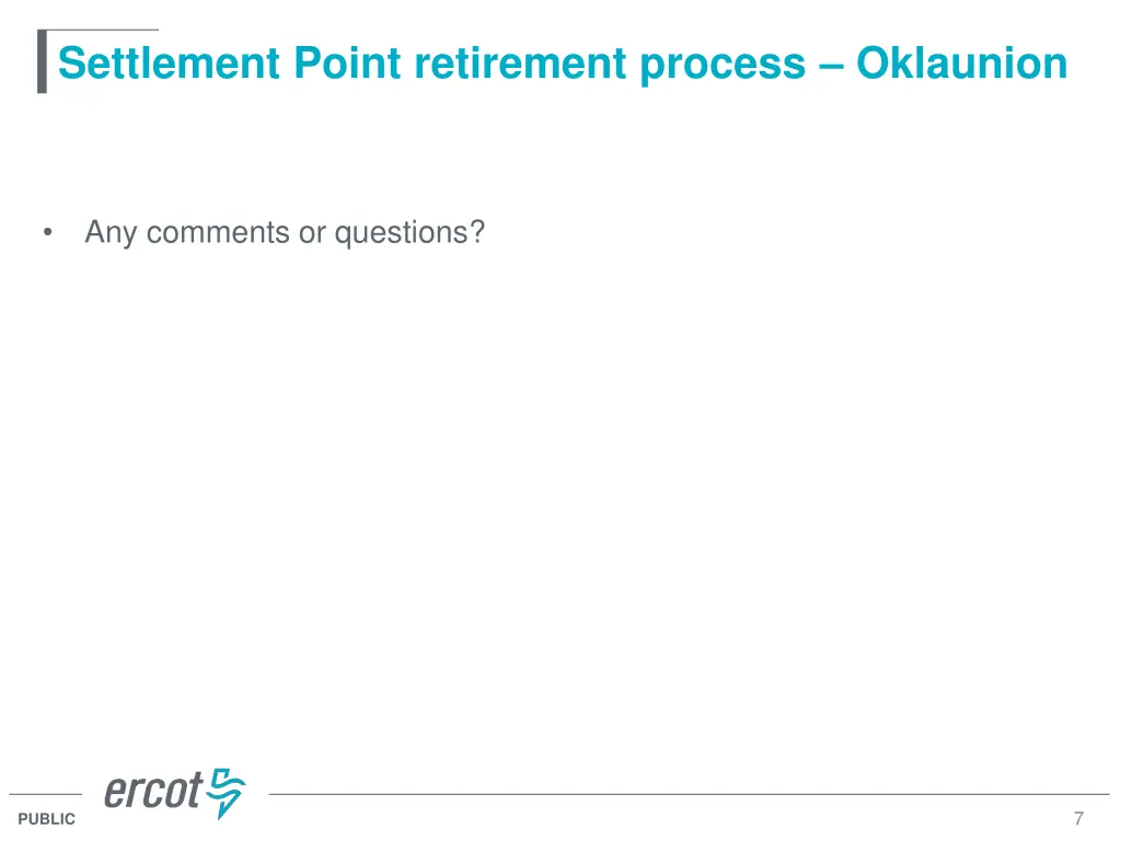 settlement point retirement process oklaunion 5