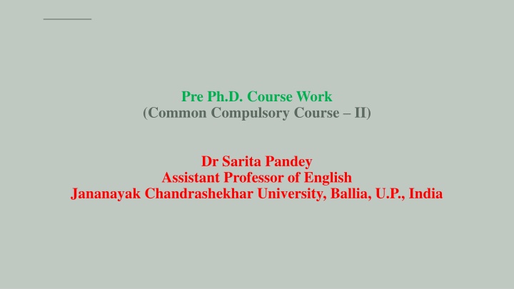 pre ph d course work common compulsory course ii