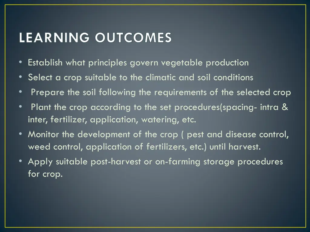 learning outcomes