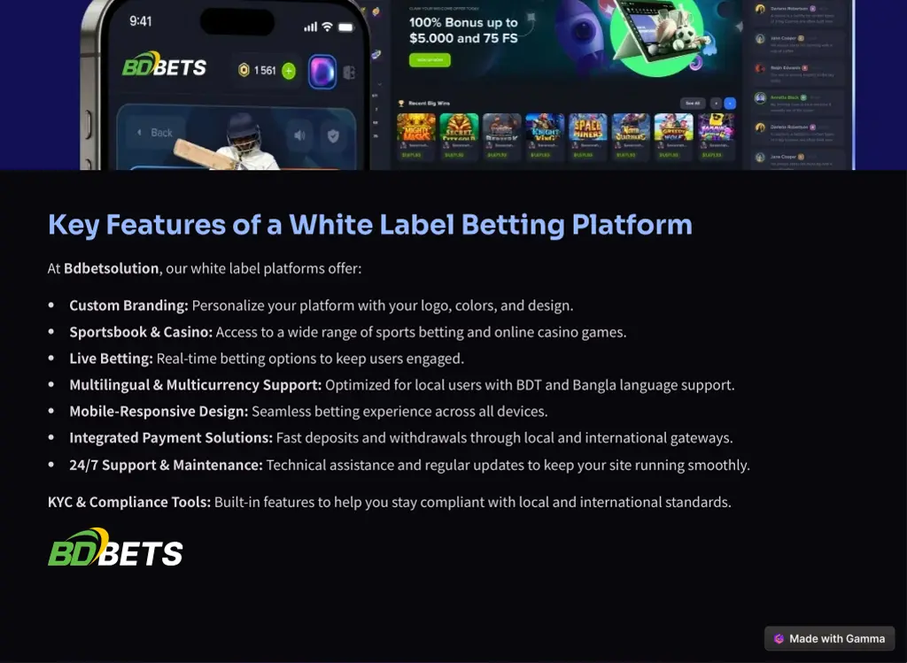 key features of a white label betting platform