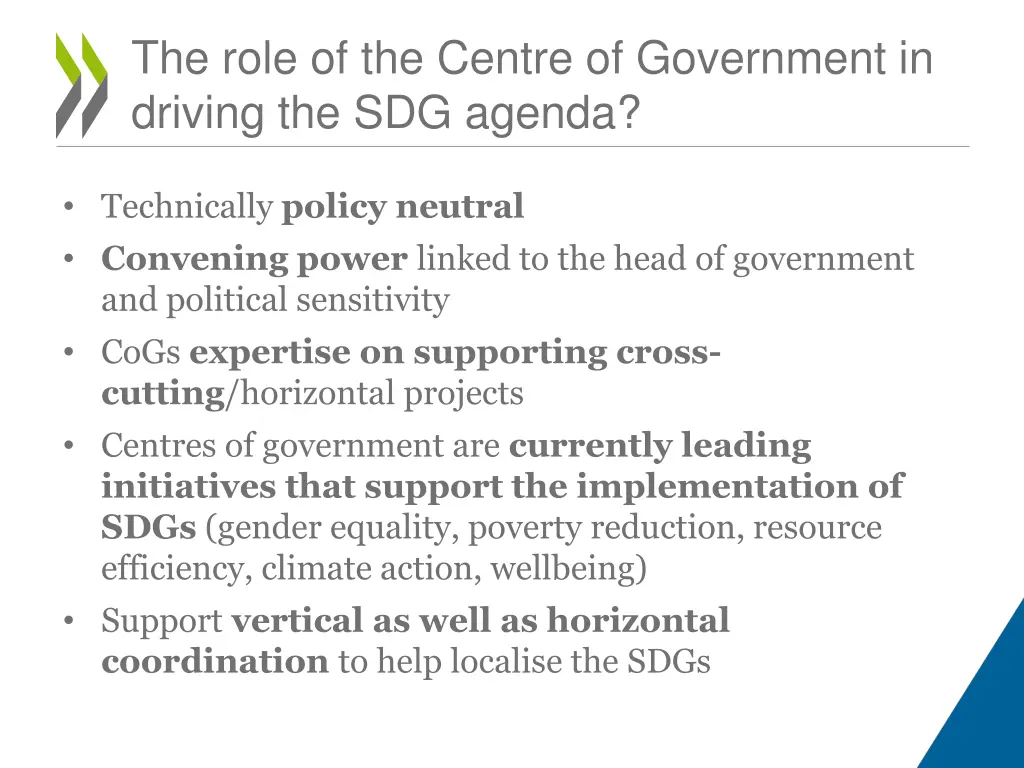 the role of the centre of government in driving