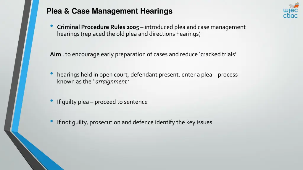 plea case management hearings