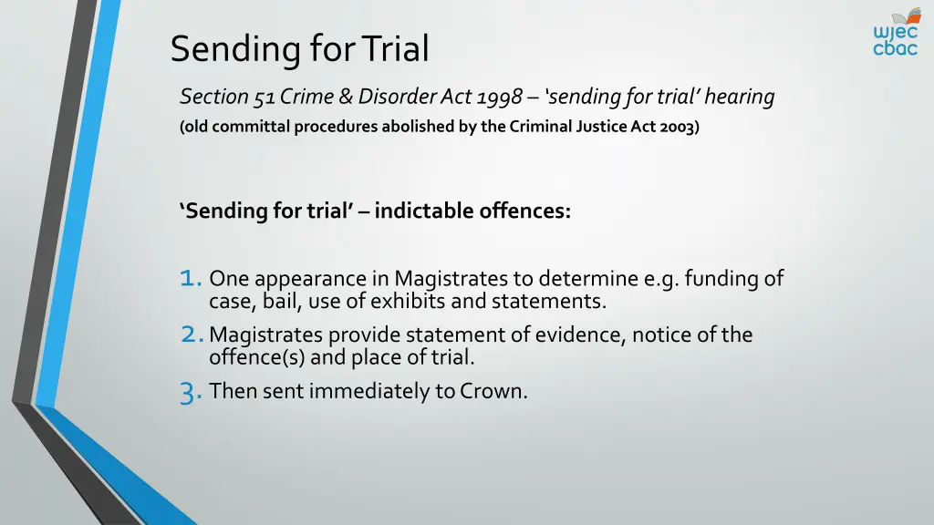 sending for trial