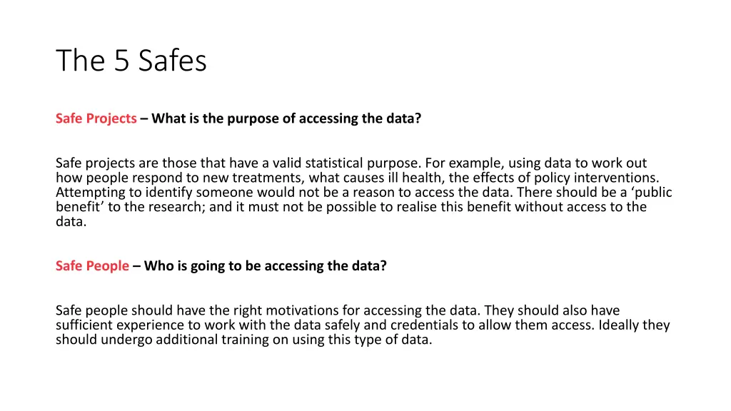 the 5 safes 2