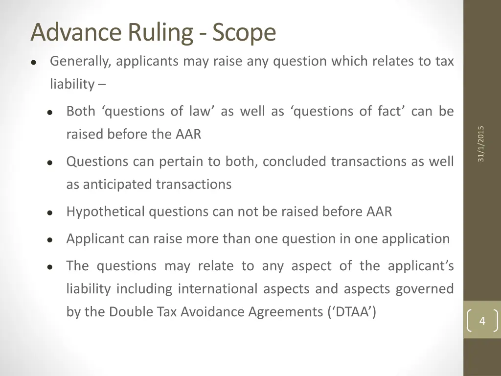advance ruling scope
