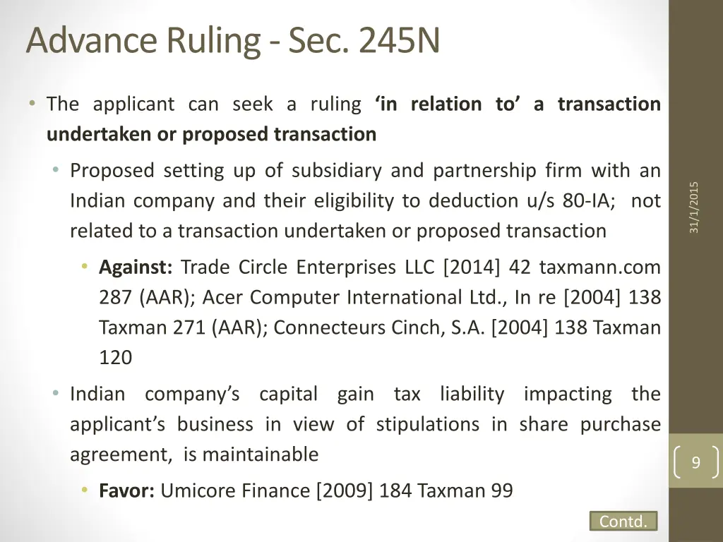 advance ruling sec 245n 1